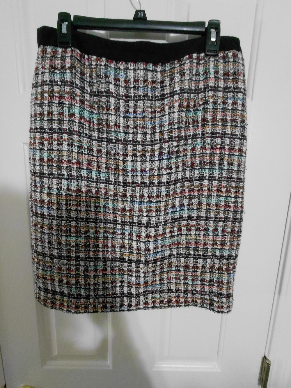 Talbots Multi-Color Tweed Pencil Skirt with Black Waistband